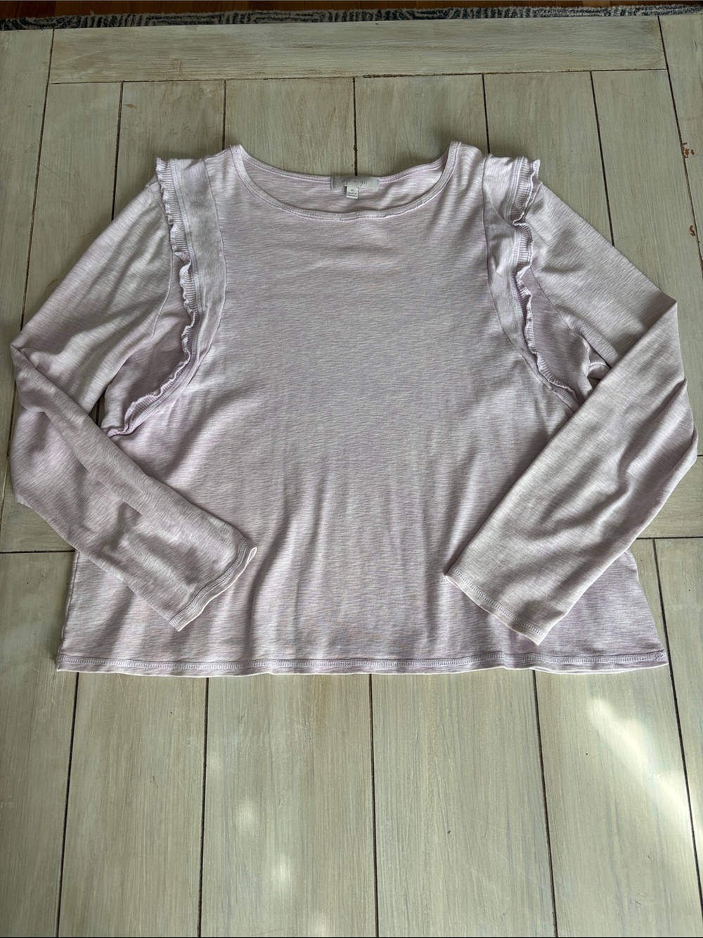 Eri & Ali Anthropologie Lavender Ruffle Long Sleeve Tee Shirt XL